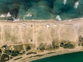 Top view of the beach between the sea and the estuary. Crimea