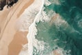 Top view of beautiful blue sea ocean with shallow waves and beach. Generative AI Royalty Free Stock Photo