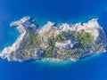 Top view of the mountainous island. Royalty Free Stock Photo