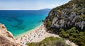 Top view of beautiful sandy beach in Sardinia, Italy Royalty Free Stock Photo