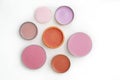 top view beautiful vivid various lip and blushers item makeup kit