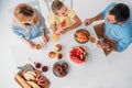 top view of beautiful young family having Royalty Free Stock Photo