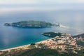 Top view of Becici and Sveti Nikola island, Montenegro