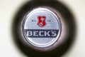 Top view of a Beck`s crown beer bottle caps Royalty Free Stock Photo