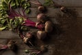 Top view beets on table. High quality and resolution beautiful photo concept Royalty Free Stock Photo