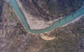 Top view on the bend of the river Pshekha. Royalty Free Stock Photo