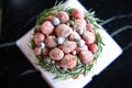 Top view of berries (strawberry and blueberry) cake Royalty Free Stock Photo