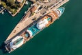 Top view of a big cruise ship at the port Royalty Free Stock Photo