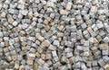 Top view of a big pile of paving stones in different shades - background, copy space
