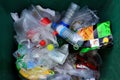 Top view bin, Garbage many trash pile of waste plastic bag and bottle, Waste plastic many
