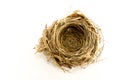 Top view of Bird`s nest on white background for free space text Royalty Free Stock Photo