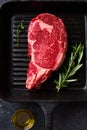 Top view Black Angus prime beef rib eye steak Royalty Free Stock Photo