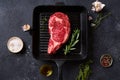 Top view Black Angus prime beef rib eye steak Royalty Free Stock Photo