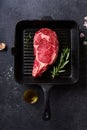 Top view Black Angus prime beef rib eye steak Royalty Free Stock Photo