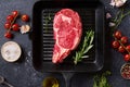 Top view Black Angus prime beef rib eye steak Royalty Free Stock Photo