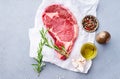 Top view Black Angus prime beef rib eye steak Royalty Free Stock Photo