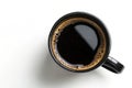Top view of black coffee cup isolated on white Royalty Free Stock Photo