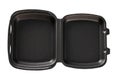 Top view of black empty foam food tray isolated on white. Packaging template mockup collection Royalty Free Stock Photo