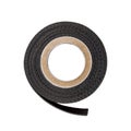 Top view of black plastic adhesive tape isolated on white Royalty Free Stock Photo