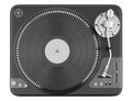 Top view of black turntable isolated on white Royalty Free Stock Photo