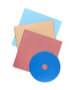 Top view of blank booklets and compact disk Royalty Free Stock Photo