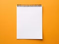Top view blank paper. Desktop mock up, Flat lay of orange working table background with office equipment, mockup