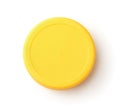 Top view of blank plastic yellow bottle cap