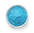 Top view of blue aroma sea salt in ceramic cup Royalty Free Stock Photo