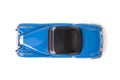 Top view of blue clasic design toy car with black roof