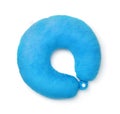 Top view of blue foam neck pillow