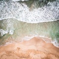 Top view of blue frothy sea surface. Shot in the open sea from above. Royalty Free Stock Photo