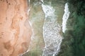 Top view of blue frothy sea surface. Shot in the open sea from above. Royalty Free Stock Photo