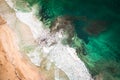 Top view of blue frothy sea surface. Shot in the open sea from above. Royalty Free Stock Photo