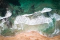 Top view of blue frothy sea surface. Shot in the open sea from above. Royalty Free Stock Photo