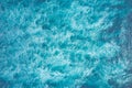 Top view of blue frothy sea surface. Shot in the open sea from above Royalty Free Stock Photo