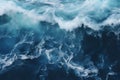 Top view of blue frothy sea surface. Shot in the open sea from above Royalty Free Stock Photo