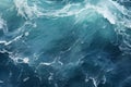 Top view of blue frothy sea surface. Shot in the open sea from above Royalty Free Stock Photo