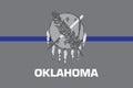 Top view of blue line flag of Oklahoma state, Usa. United states of America police flag. no flagpole. Plane design, layout. Flag