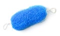 Top view of blue plastic bath mesh scrubber