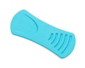 Top view of blue plastic disposable taster spoon