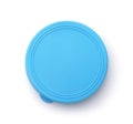Top view of blue plastic round jar lid