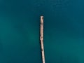 Top view with blue sea and pier, aerial view