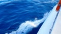 Top of the view of blue sea wave movement from the boat, concept of turist travel holiday