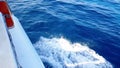 top of the view of blue sea wave movement from the boat, concept of turist travel holiday