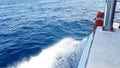 top of the view of blue sea wave movement from the boat, concept of turist travel holiday