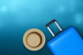Top view blue suitcase 3d illustrations Royalty Free Stock Photo