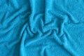 Top view of Blue Towel texture. Blue Towel Fabric Texture Background. Close-up. Blue  natural cotton towel background. Royalty Free Stock Photo