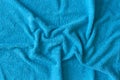 Top view of Blue Towel texture. Blue Towel Fabric Texture Background. Close-up. Blue natural cotton towel background. Royalty Free Stock Photo