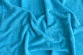 Top view of Blue Towel texture. Blue Towel Fabric Texture Background. Close-up. Blue  natural cotton towel background. Royalty Free Stock Photo