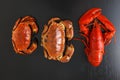 Top view of Boiled Atlantic Lobster and crabs Royalty Free Stock Photo